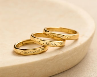 Anello personalizzato con nome, elegante anello personalizzato con incisione, anello delicato per donna, gioielli minimalisti per donna, regali per San Valentino