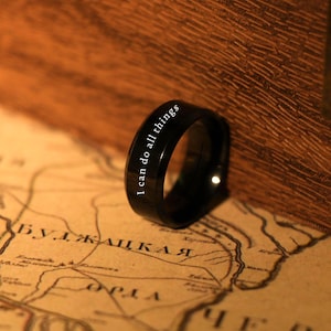 Personalized 8mm Steel Ring for Man,Custom Inspirational Bible Verse Minimalist Ring,Christian gift for him, bible verse bands