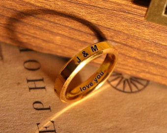 Anillo personalizado para hombre, anillo de promesa para él, anillos de banda de oro minimalistas para hombre, anillo de tungsteno para hombre, regalo de aniversario para hombre, anillo de oro para hombre