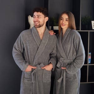 Matching Terry Cotton Bathrobes Set – Personalized His and Hers Spa Robes, Custom Embroidered Wedding Gift, Soft Absorbent Couple Robes