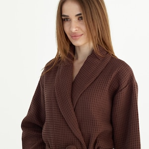 Waffle Cotton Bathrobe for Women – Lightweight & Breathable Kimono Robe, 100% Natural Cotton, Personalized Spa Gift, Bridal or Lounge Wear