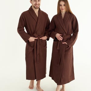 Personalized Waffle Cotton Bathrobe – Soft Unisex Lounge Robe with Custom Embroidery, Absorbent Spa Gift, Perfect Anniversary Gift