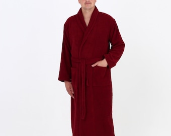 Personalized Mens Terry Cotton Bathrobe, Custom Embroidered Spa Robe, Soft Absorbent Kimono Robe