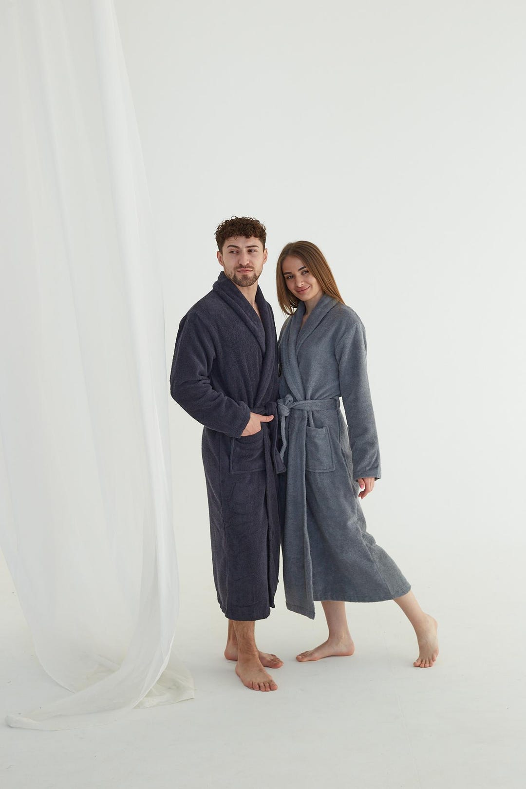 Hommy Robe Terry Cotton Couples Robes Set, Absorbent Bathrobes for Him and Her ...