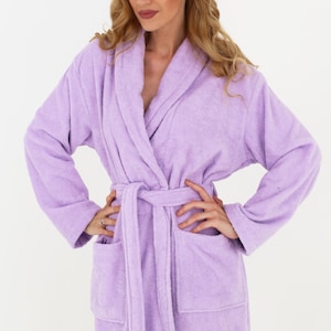 Women&#39;s Terry Cotton Bathrobe – Soft, Absorbent, Plush Natural Fabric, Long Cozy Robe, Luxurious Loungewear, Perfect Gift for Her, Spa &Home