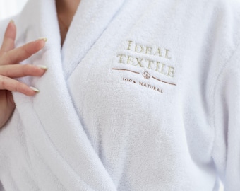 Custom Embroidered Bathrobe, Personalized Terry Cotton Spa Robe, Unisex Gift