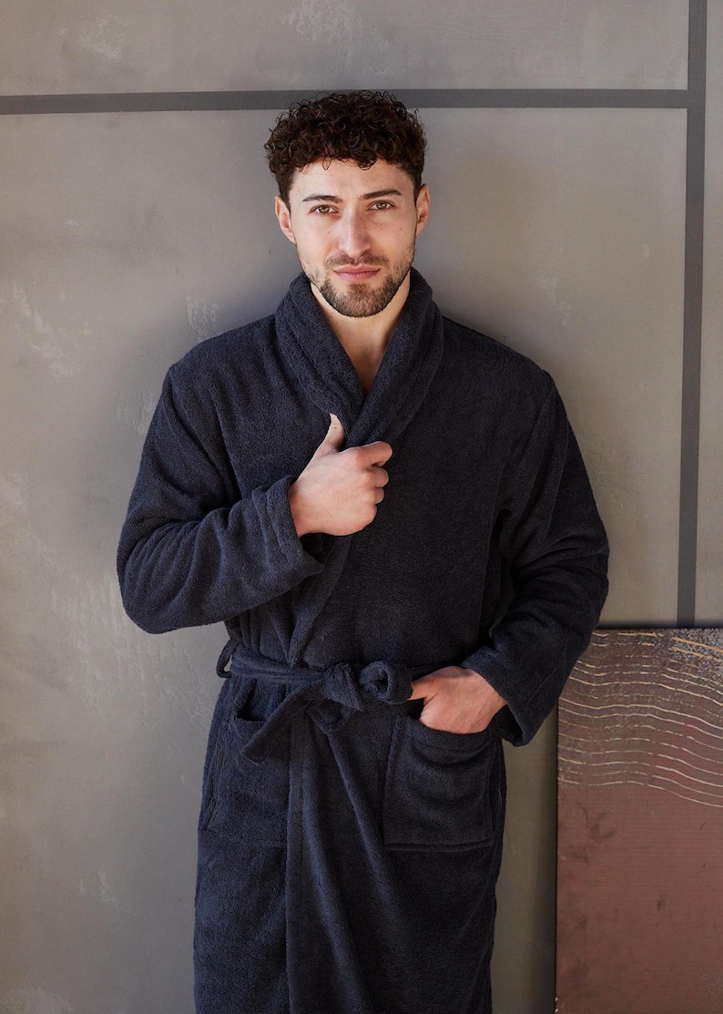 Material Robe Men Personalized Mens Terry Cotton Bathrobe, Custom Embroidered Spa Robe ...