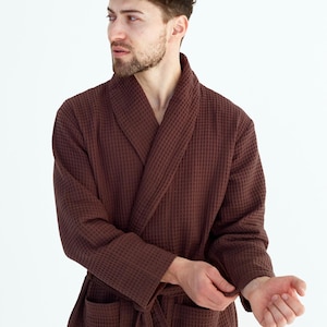 Albornoz de algodón gofre personalizado, bata de spa bordada a medida, unisex, suave y absorbente, ideal como regalo de aniversario o boda.