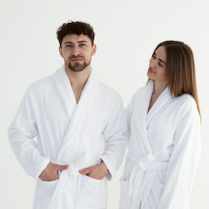 Terry Cotton Bathrobe – Luxury Unisex Robe with Embroidery, Soft Absorbent 100 Percent Cotton Spa Gift for Him and Her
