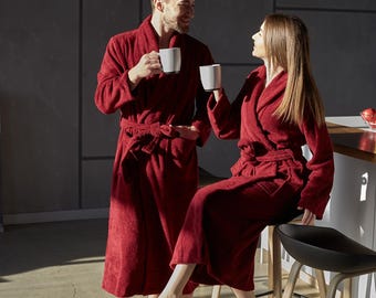 Albornoz de algodón de rizo personalizado: suave y absorbente, unisex, con bordado personalizado, ideal para relajarse en el spa, regalo para hombre o mujer.