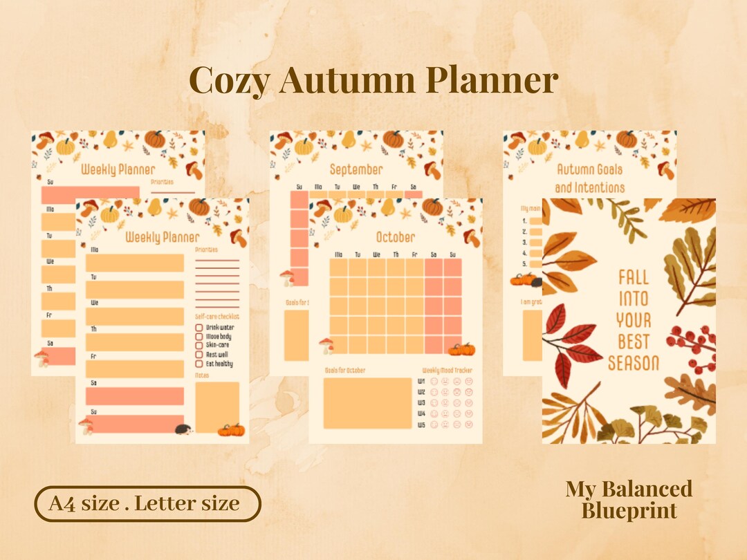 Cozy Autumn Planner Printable | Fall Weekly Planner PDF | Mood Tracker ...