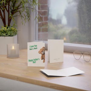 Set di biglietti di auguri per la festa del papà Bear-y, biglietti carini per papà, biglietti di auguri, regali per la festa del papà, biglietti d'amore scritti a mano