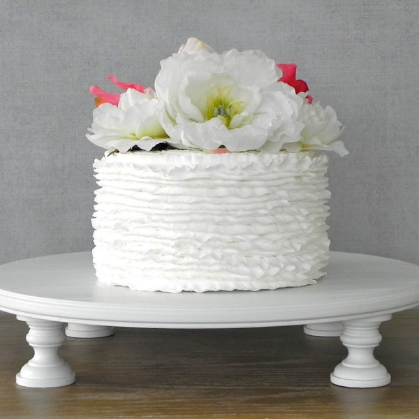 Cake Stand For Wedding Cake | 12 Inch Wooden Cake Stand | Round Rustic Cake Stand | Wedding Decor | Grooms Cake | White Cake Stand