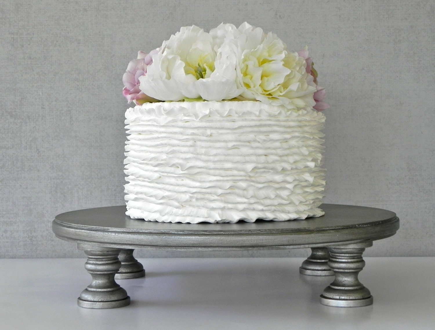 Silver Cake Stand 22 Cupcake Silver Cake Topper Aged Etsy
