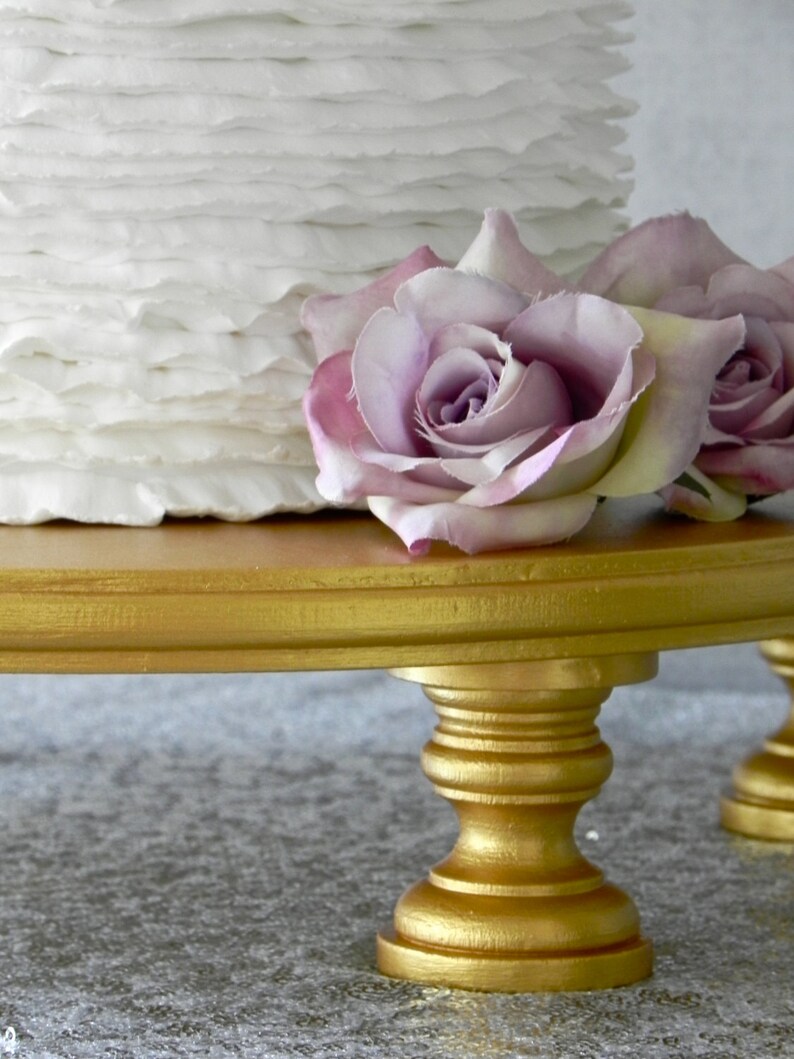 16 Inch Gold Wedding Cake Stand Round Rustic Cake Plate Etsy