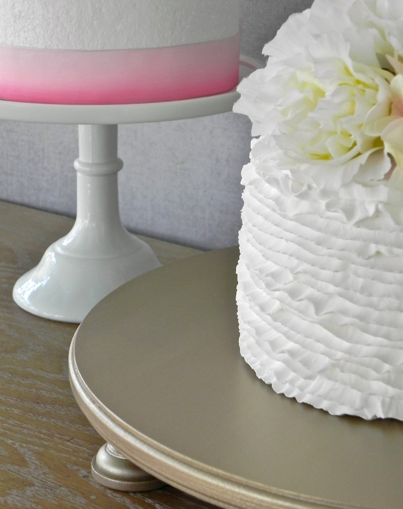 18 Wedding Cake Stand Round Champagne Cake Stand Rustic Wedding Decor Cake Topper As Featured In Martha Stewart Weddings image 2