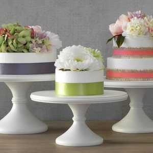 Wedding Cake Stand Collection Rustic Wedding Decor White Round Cake Stand Featured In Martha Stewart Weddings RESERVED For Ryan image 1