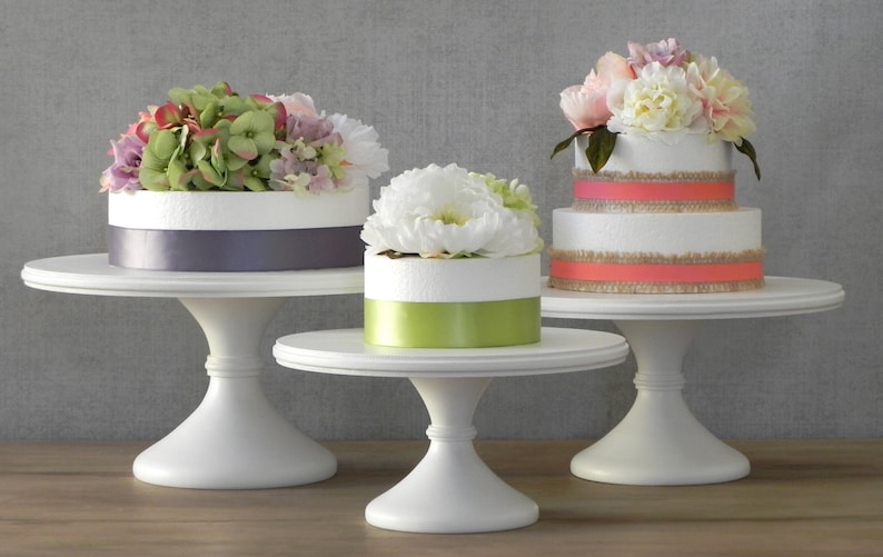 Wedding Cake Stand Collection Rustic Wedding Decor White Round Cake Stand Featured In Martha Stewart Weddings RESERVED For Ryan image 1
