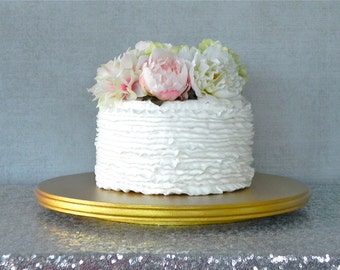 Gold Cake Stand 18" | Wedding Cake Stand | Rustic Wooden Cake Stand | Wedding Anniversary | Round Cake Stand | Birthday Cake Stand