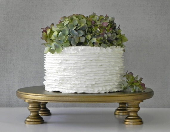14 Gold Cake Stand for Wedding Cake Gold Cake Topper Rustic Wooden Cake Stand Rustic Wedding Decor Round Cake Stand Etsy