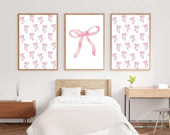 Pink Bow Digital Poster Set | Instant Download Prints