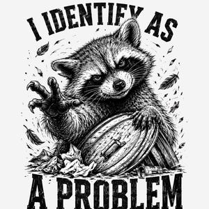 I Identify As A Problem SVG PNG Bundle, Funny Sarcastic Animal Designs, Raccoon Possum Goose Cat, Retro Sublimation Cricut Digital File