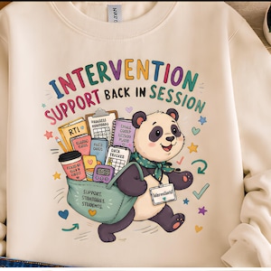 Panda Intervention Support Back in Session PNG, Interventionist Sublimation Design, School Psychologist PNG, Teacher Digital Download