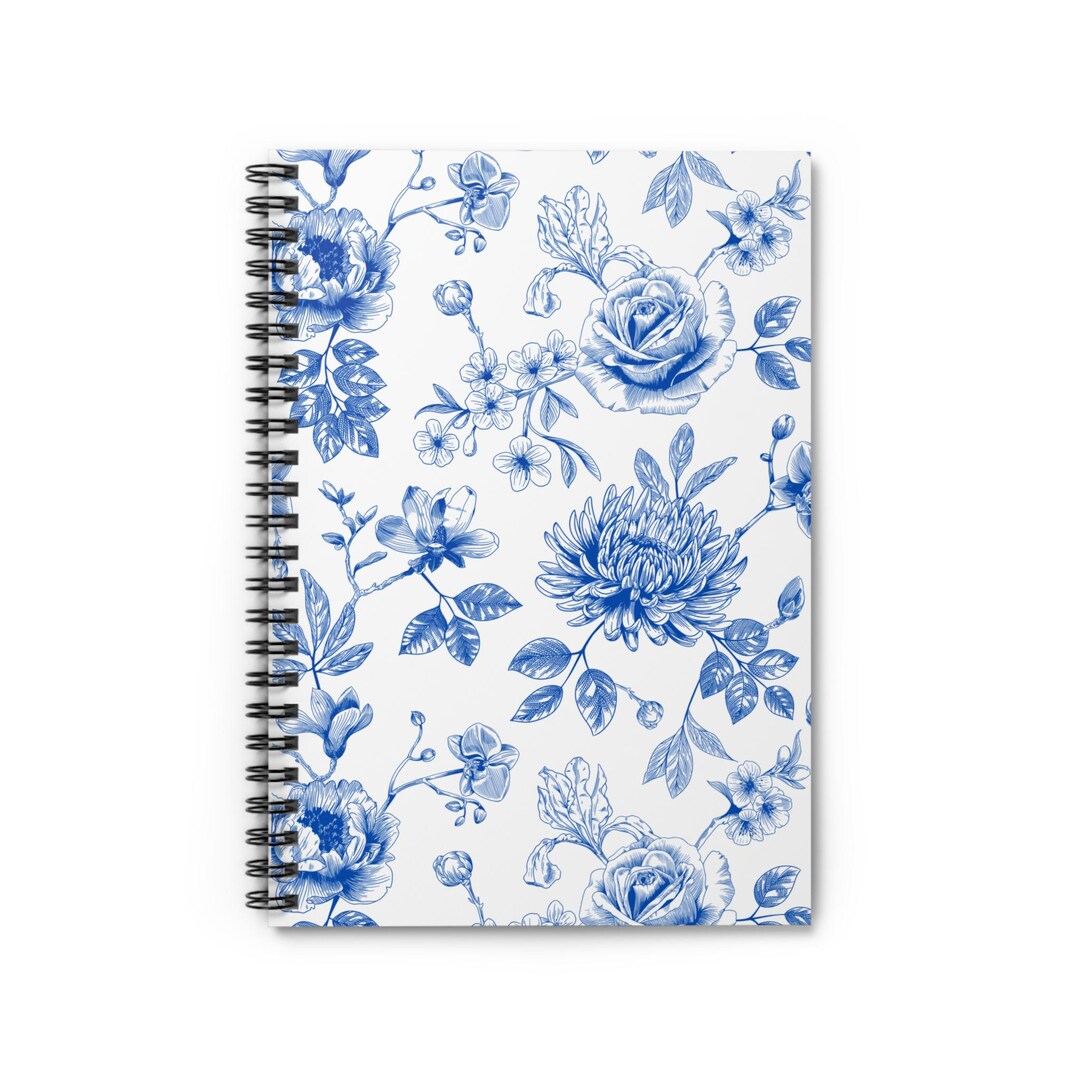 Elegant Floral Spiral Notebook - Chinoiserie Ruled Line Journal for ...