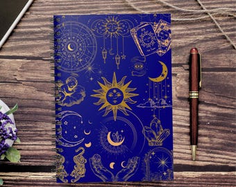 Cuaderno espiral Celestial Dream: líneas elegantes, regalo astrológico, diario para creativos, útiles escolares, decoración del cielo nocturno, para amantes del arte.