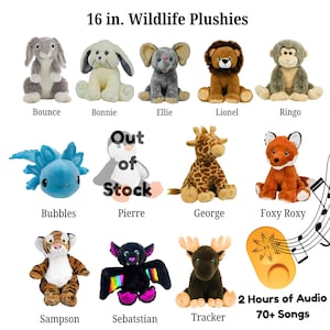 Personalized Plush Wildlife Animals with Custom Audio | Cuddly Plush Animals That Play Your Favorite Song or Personalized Special Audio