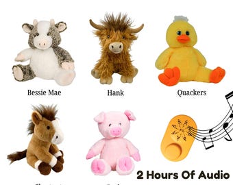 Personalized Plush Farm Animals with Custom Audio | Cuddly Farm Animals That Play Your Favorite Song or Personalized Special Audio