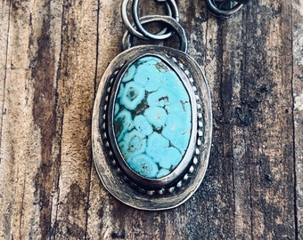 Turquoise and Oxidized Sterling Silver Necklace