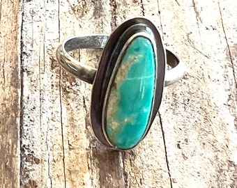 Kingman Turquoise and Oxidized Sterling Silver Ring