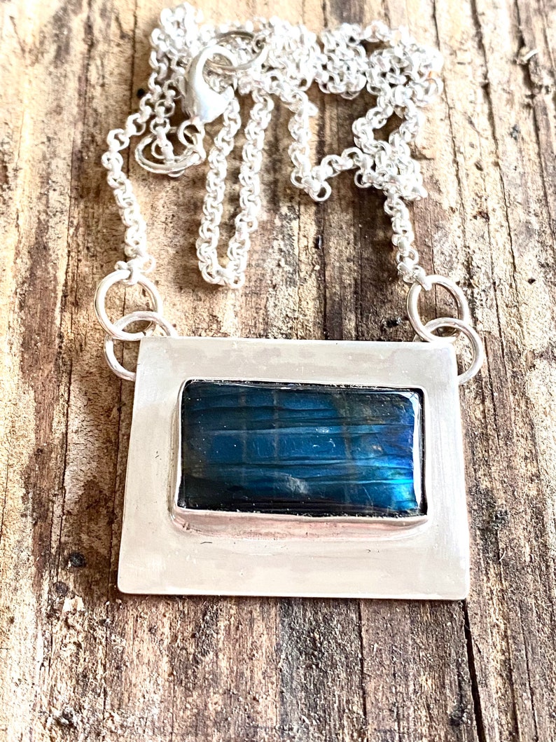 Sterling Silver and Labradorite Pendant Necklace image 6