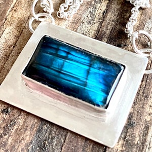 Sterling Silver and Labradorite Pendant Necklace image 1