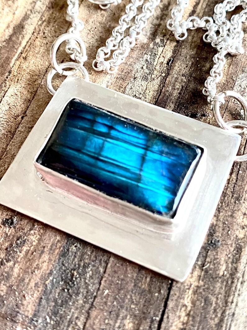 Sterling Silver and Labradorite Pendant Necklace image 1