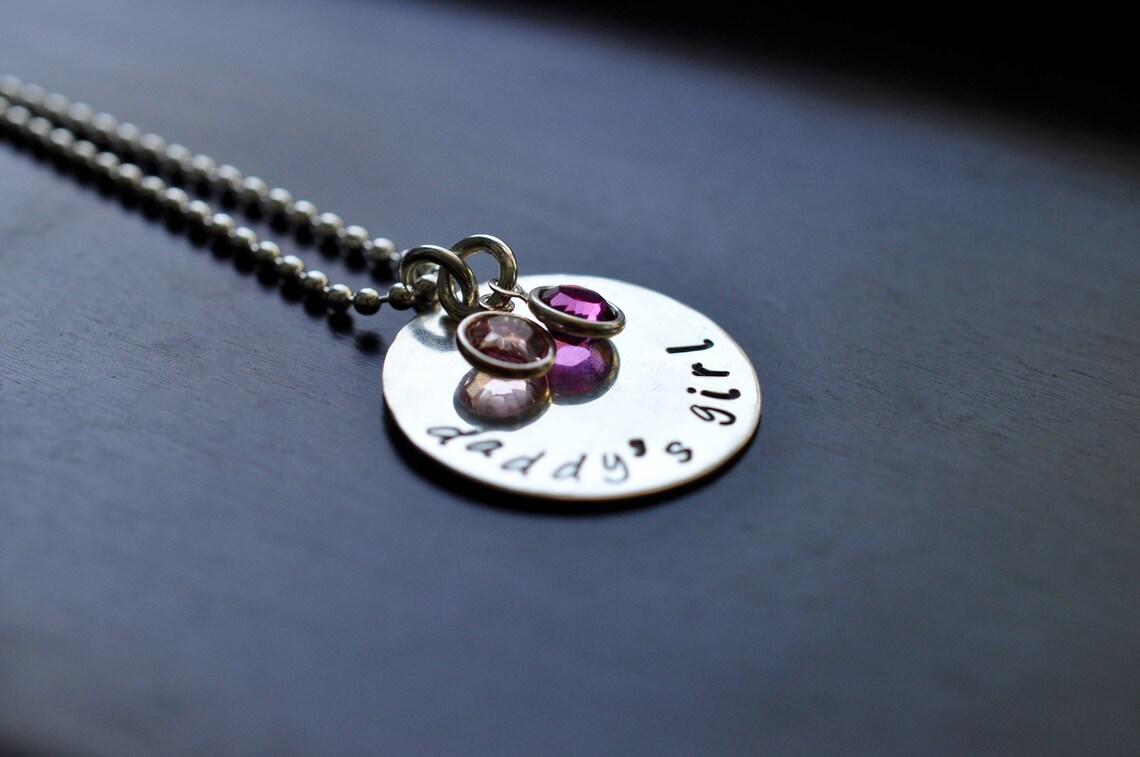 Hand Stamped Necklace Daddy's Girl Sterling Silver One Etsy