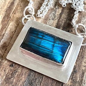 Sterling Silver and Labradorite Pendant Necklace image 2