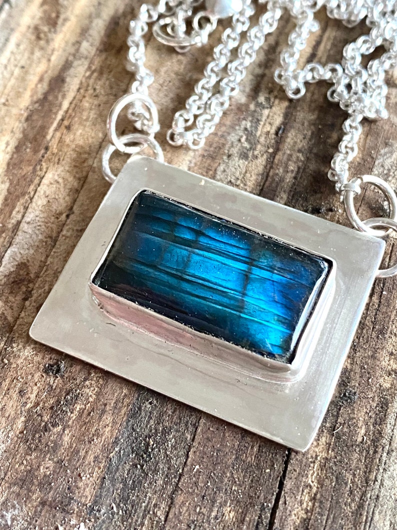 Sterling Silver and Labradorite Pendant Necklace image 2