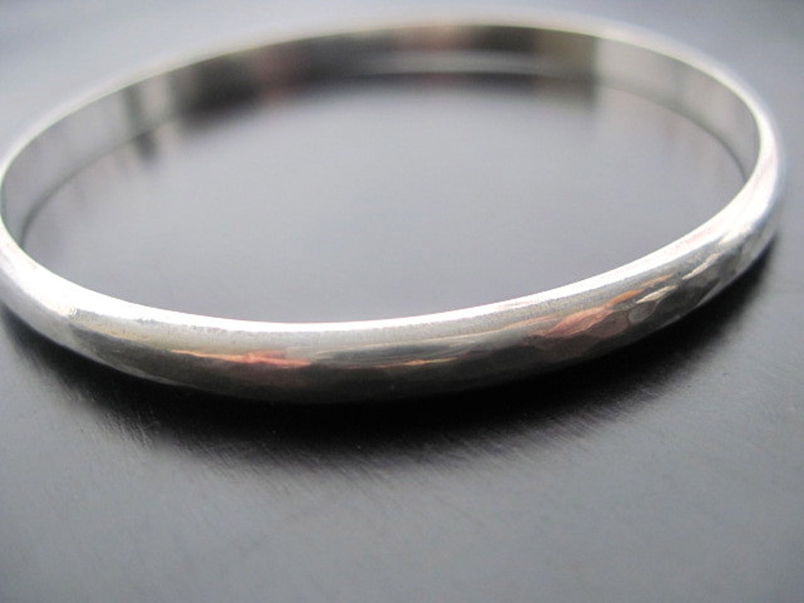 Sterling Silver Textured Bangle Bracelet Etsy