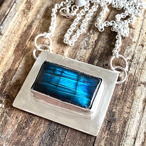 Sterling Silver and Labradorite Pendant Necklace image 4