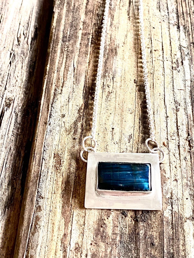 Sterling Silver and Labradorite Pendant Necklace image 3