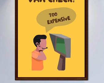 Funny Football Poster | VAR Check Too Expensive | Sarcastic Soccer Wall Art | Football Fan Gift | Digital Download