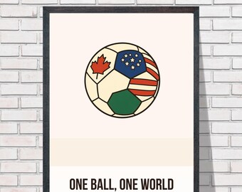 Funny Football Poster | One Ball, One World | Sarcastic Soccer Wall Art | Football Fan Gift | Digital Download