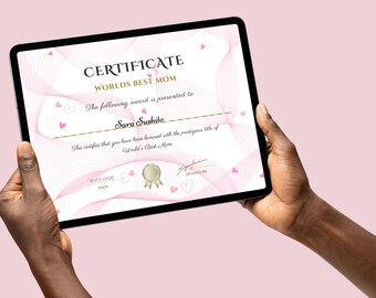 Mother’s Day Certificate Printable | Gift for Mom | Personalized Love Certificate | Instant Download | DIY Mother’s Day Gift