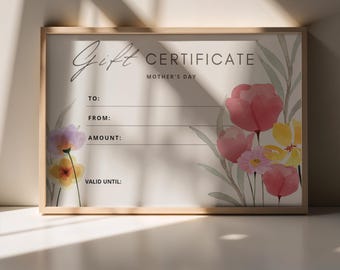 Mother’s Day Money Gift Certificate Printable | Cash Gift for Mom | Editable Amount Voucher | Printable Gift Card | Instant Download