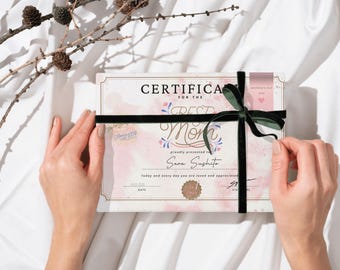 Mother’s Day Certificate Printable | Gift for Mom | Personalized Love Certificate | Instant Download | DIY Mother’s Day Gift