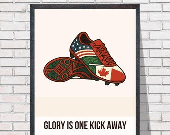 Funny Football Poster | Glory Is One Kick Away | Sarcastic Soccer Wall Art | Football Fan Gift | Digital Download