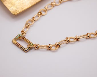 Fashion Gold Necklace,Colorful Sparkly Clasp