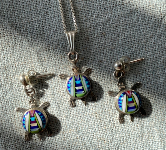 Benny Pinto Navajo Sterling Silver Turtle Inlay S… - image 4